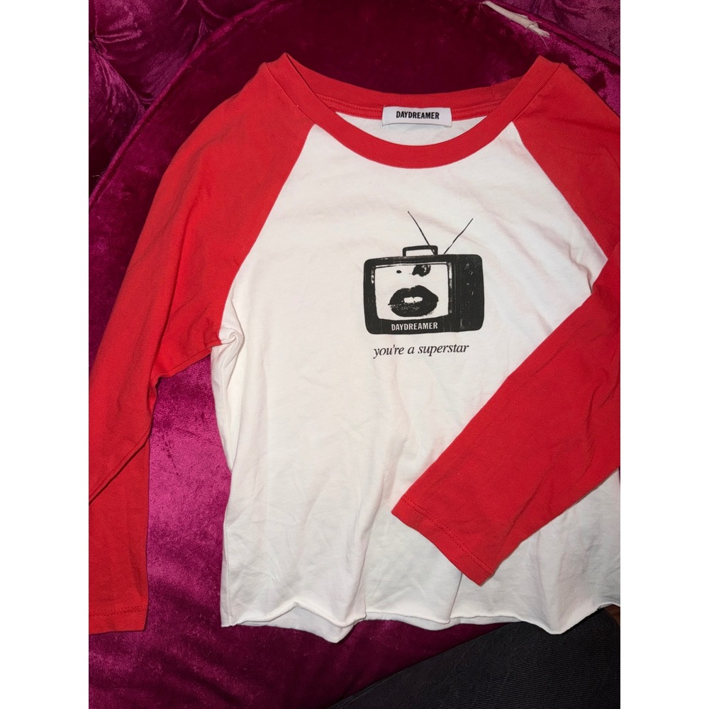 Daydreamer You're A Superstar Raglan Baseball Tee Red White Small Made in USA